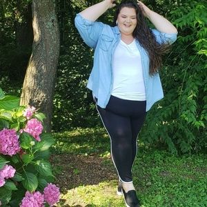 Black Leggings with White Athletic Stipe